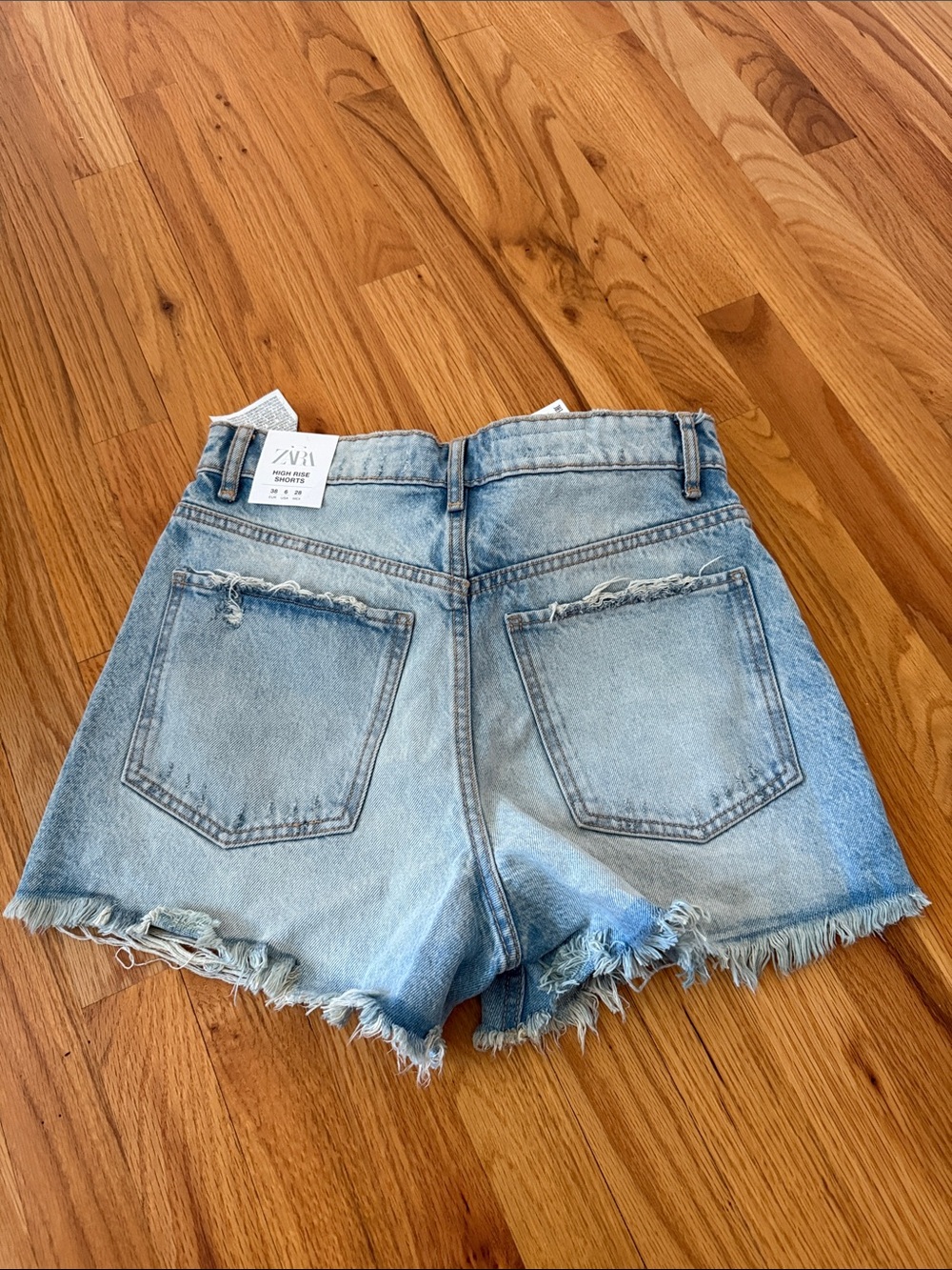 ZARA Light Wash Distressed Denim Shorts